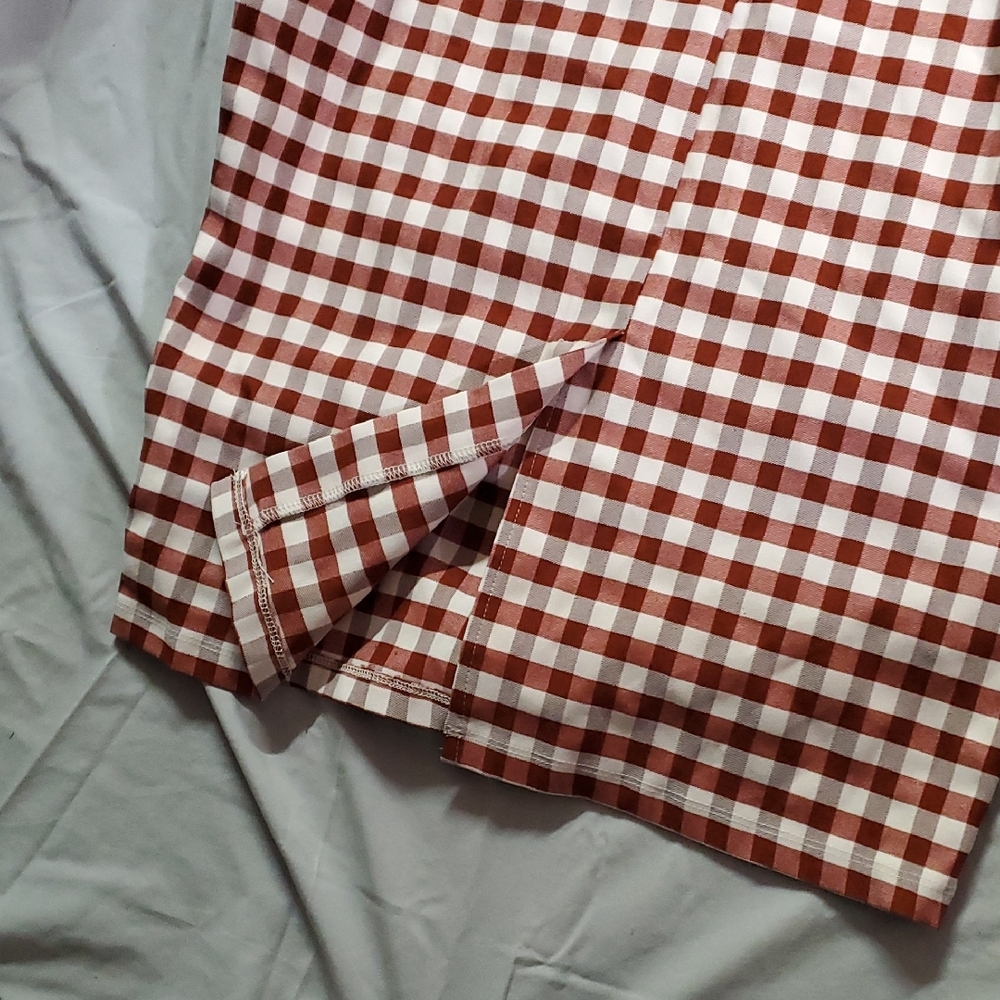 Unique Vintage XL/14 Brown And White Plaid Dress with Matching Belt! - Picture 5 of 11